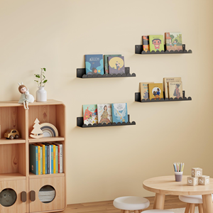 Étagères murales flottantes festonnées pour chambre d'enfant, 15,7 pouces, en métal noir mat, support de rangement et de présentation pour la décoration intérieure - Product Image 5