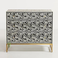 Table Console Antique Vietnam en Nacre Incrustation, Buffet Fait Main, 2 Portes, Table Basse en Nacre, OEM