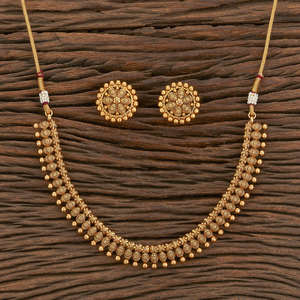 Conjunto de collar de oro liso antiguo clásico con chapado en oro mate 217325 mayoristas en India - Product Image 1