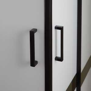 MATT <b>BLACK</b> <b>FRAME</b> 80X120 SHOWER ENCLOSURE 6MM SILKSCREENED GLASS SHOWER CURTAIN - Product Image 4