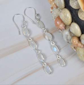 Pendientes colgantes clásicos de Plata de Ley 925 con piedra preciosa de piedra lunar de corte ovalado, joyería fina de 14gm para compromiso o aniversario - Product Image 2