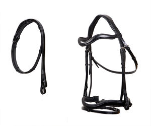 Bride de dressage pour cheval en cuir de designer marron Havana, selle anglaise traditionnelle, bande de nez rembourrée, artisanat artisanal - Product Image 3