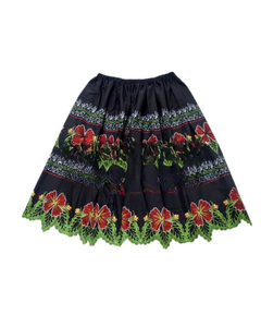 Jupe en coton brodée florale pour femmes Jupe brodée florale mexicaine: Fiesta Latina Fashion Skirt Mexican - Product Image 3