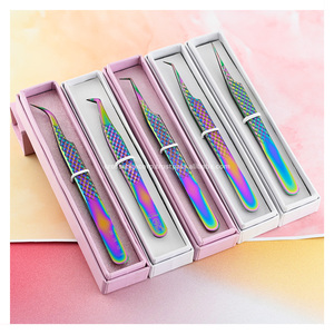 Kit d'extensions de cils bricolage Premium pince à épiler longue incurvée volume pour extension de cils fibre poignée pince à épiler d'isolation incurvée - Product Image 1