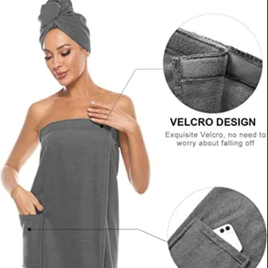 Womens Wrap Towel Spa Wraps & Hair Towel Body Wrap Jubah Mandi Penutup Dapat Disesuaikan