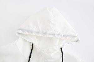 Veste coupe-vent couleur bloc pour hommes blanc et noir léger à capuche fermeture éclair vêtements de sport décontractés - Product Image 4