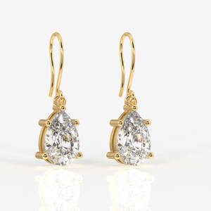 18K <b>Gold</b> <b>Dangle</b> <b>Earrings</b> with Pear Cut Moissanite Diamond Elegant 18k <b>Gold</b> Jewelry - Product Image 3