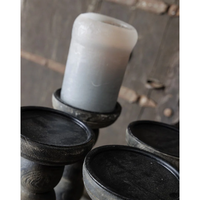 Lanterne à bougie en bois rond de 12 pouces, aspect rustique antique, non fabriquée à la main, écologique, support de bougie noir, décoration d'intérieur H43xW13, en stock