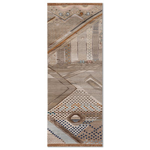 Manchaha Luxury Ivory Hand Knotted Wool Bamboo Silk Rug Geometric Modern Design Plush <b>Washable</b> Carpet for Home for - Product Image 1