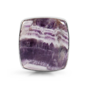 Bague de pierre précieuse de forme carrée en agate de dentelle d'améthyste naturelle - Product Image 1