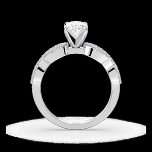 Anillo de Compromiso con Diamante Cultivado en Laboratorio de Corte Ovalado de 1.30 CTW, Diseño de Espiga Trenzada, Oro Sólido de 14K - Product Image 2