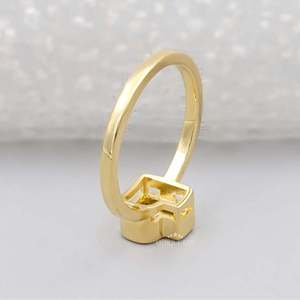 Gold P <b>Initial</b> <b>Ring</b> <b>with</b> Lab Grown Diamond - Product Image 4