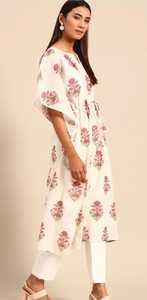 เดรสคาฟตันผ้าฝ้ายทำมือสำหรับผู้หญิงชุดเดรสยาวลายดอกไม้ดีไซน์มิดิทรงสั้นสูงสำหรับปาร์ตี้พักผ่อนในฤดูร้อน - Product Image 4