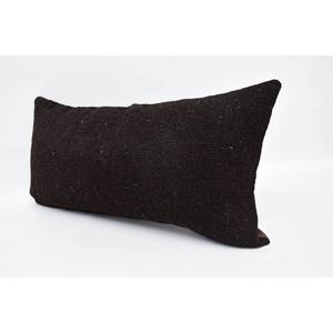 Coussin Patchwork Kantha en laine noire à rayures subtiles de 12x24 pouces Coussin tissé vintage - Product Image 4