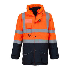 Veste de sécurité de course en plein air manteau ANSI classe 3 imperméable coupe-vent jaune Fluorescent réfléchissant détachable 300D vêtements - Product Image 1