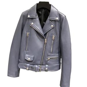 2026 chaqueta de cuero genuino personalizada al por mayor para mujer costuras Premium, manga larga, corte ajustado y logotipo personalizado disponible - Product Image 1