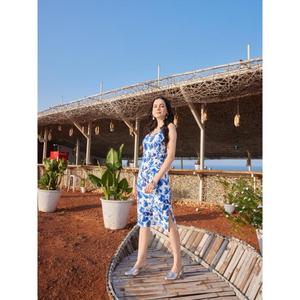 เดรสลำลองแขนกุดยาวถึงเข่ารัดรูปยืดได้ของผู้หญิง - Product Image 4