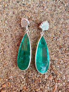 Pendiente de esmeralda de Plata de Ley 925 para mujer, hermoso pendiente de piedra verde oscuro. - Product Image 5