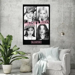 Poster Blackpink - Design Filles Amoureuses, Art Mural Style Moderne pour Anniversaires, Noir & Blanc - Product Image 2