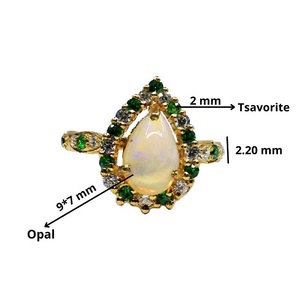 Everyday Wear Sterling Silver 925 Handmade Fashionable Jewelry Supplier <b>Opal</b> Gemstone Pear Shape <b>Ring</b> - Product Image 2