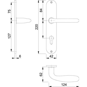 Cardiff E1850Z/302 Stainless Steel <b>Long</b> Plate Set F69 PZ 72mm DIN Left/Right HOPPE for <b>Curtain</b> Poles Tracks & Accessories - Product Image 3