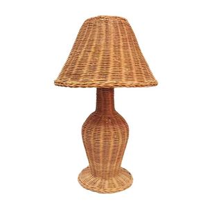 Lámpara de Mesa LED de Mimbre de Estilo Rústico Moderno Personalizada de la Colección Iqbal, Acabado Natural en Blanco y Negro, de Lujo - Product Image 4