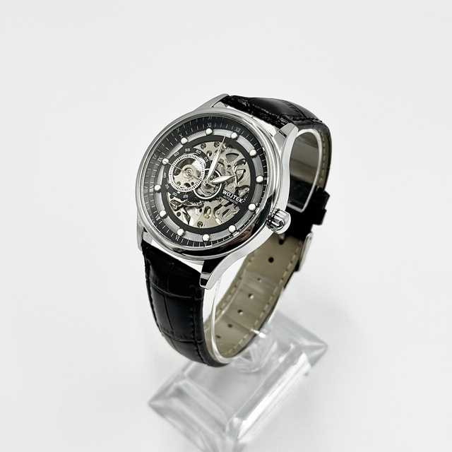 OEM Accepted Skeleton Watch Gold Visible Movement Genuine Leather Strap Automatic Mechanical Watch for Men
