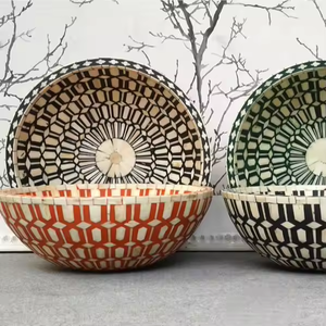 Más vendidos 100% tazón de fruta de ensalada de acero hecho a mano Plato decorativo con incrustaciones de hueso clásico para vajilla para el hogar - Product Image 1