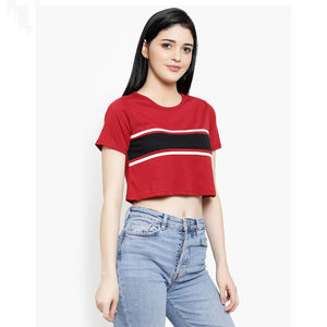 Vente chaude Femmes Crop Tops Logo Personnalisé Impression Léger Coton Respirant Toile Matériel pour L'été T-shirts - Product Image 3