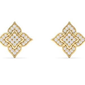 Pendientes de Botón Aniva Personalizados en Oro Amarillo de 14K con Diamante Cultivado en Laboratorio de 0.18ct con Engaste de Garra, Certificado IGI, Regalo Elegante para Boda - Product Image 1