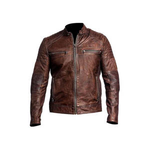 Veste en cuir pour homme, veste en cuir à fermeture éclair tendance pour homme - Product Image 4