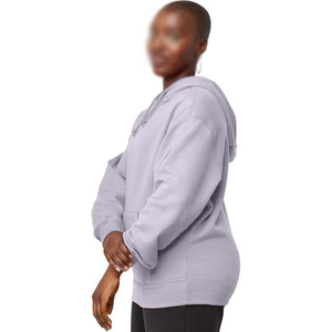 Pull à manches longues en polaire 100% coton avec logo personnalisé OEM sweats à capuche tricotés solides et décontractés pour femme avec poches - Product Image 4