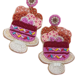 Elegante bordado con cuentas de lujo colorido corazón pastel semilla cuentas pendiente con alta calidad elegante trabajo artesanal de la India - Product Image 5