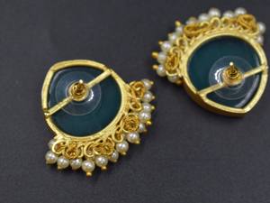 Pendientes de Latón de Moda, Fabricante y Proveedor de Pendientes de Moda, Pendientes Colgantes de Latón Chapado en Oro con Piedras - Product Image 4