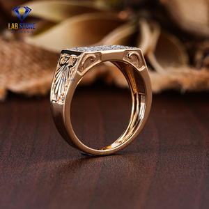 0.45 TDW Bague en or jaune avec diamant taillé rond par Lab-Stone/Bague en diamant luxueux/Couleur EF-VS - Product Image 5