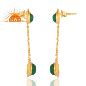 Hot Selling 925 Sterling Silver 18K Gold Plated Natural Aventurine <b>Green</b> Quartz Gemstone Earring Demi Fine Jewelry Manufacturer - Product Image 4
