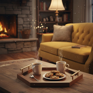 Plateau de service classique en bois antique |   Poignées en laiton de conception hexagonale |   Boisson au thé, vaisselle de table pour le petit-déjeuner - Product Image 3