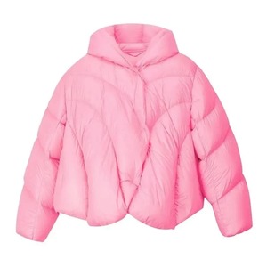 2024 Otoño Invierno ultraligero Color sólido chaqueta femenina suelta corta Casual fino de un solo pecho Puffer abrigo transpirable estampado - Product Image 3