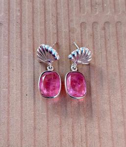 ต่างหูเงินแท้925ดีไซน์เป็นเอกลักษณ์ต่างหูคริสตัลทัวร์มาลีนสีชมพูของขวัญเครื่องประดับเงินสำหรับผู้หญิง - Product Image 4