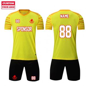 ชุดฟุตซอลสีเหลืองเสื้อเจอร์ซีย์ชุดฟุตบอลแบบเต็มตัวผ้าเจอร์ซี่ผ้าโพลีเอสเตอร์100% น้ำหนักเบาระบายอากาศได้ดีออกแบบได้ตามต้องการ - Product Image 1