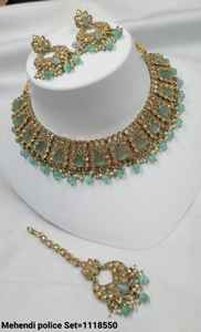 Conjunto de joyas chapadas en oro Kundan tradicional indio y conjunto de collar de cobre para mujeres y niñas accesorios indios joyería Mujer - Product Image 6