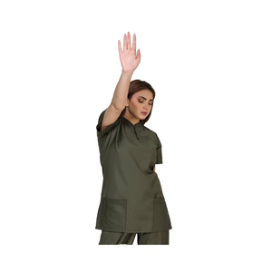 Ensemble d'uniformes de gommage d'allaitement en polyester/coton sur mesure de couleur verte armée - Product Image 1