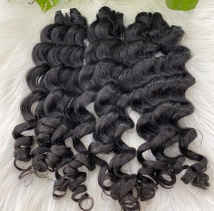 Venta caliente Precio de fábrica 100% Raw Vietnam Virgen Doble dibujado Natural Ondulado Curl Grado superior Paquetes de cabello tejido Todos los colores Comprar ahora - Product Image 5