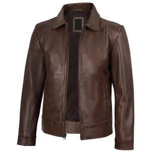 Chaqueta de Cuero de Oveja de Alta Calidad para Hombre, Varios Colores, Cuello Alto, Frente Liso, Transpirable, Chaqueta de Invierno - Product Image 1