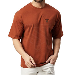 T-shirt décontracté pour homme le plus vendu, séchage rapide, design à épaules tombantes, en coton/fibre de bambou confortable, motif uni - Product Image 1