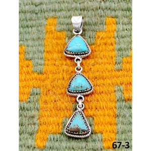 Artisanat du Sud-Ouest # 8 pendentifs sertis de pierres turquoise et argent sterling - Product Image 2