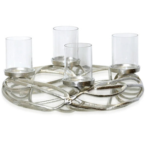 <b>Large</b> Molded Design Metal Stand <b>Candle</b> Holder with Hurricane Cylinder Votive With Customized Color and Size - Product Image 3