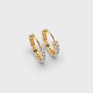 Boucles d'oreilles créoles personnalisées OEM avec diamants taillés rondes, en or rose/blanc/jaune 18 carats, à charnière, style Huggie, fabricant de bijoux fins - Product Image 2