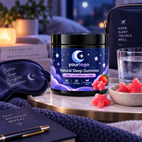 Gummies Sommeil Naturel Sans Mélatonine avec Valériane, L-Théanine, Magnésium, Passiflore, Saveur Fraise, 60 Gummies, Marque Privée