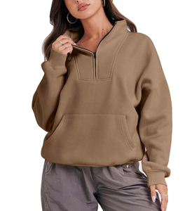 Sudaderas Cortas con Capucha para Mujer, Manga Larga, Felpa, Media Cremallera, 100% Algodón, Anti-Pilling, Otoño, OEM - Product Image 6